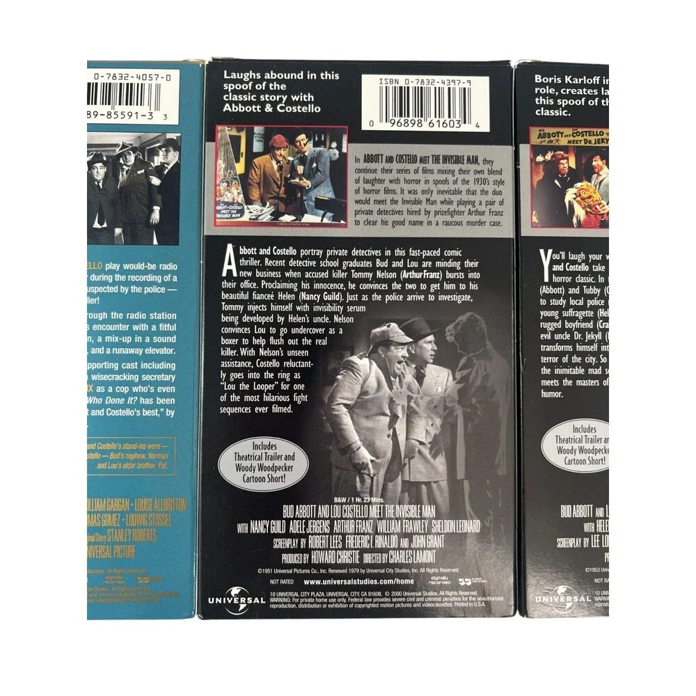 ABBOTT AND COSTELLO Lot of 4 VHS Tapes Comedy Legends 5.5 Hours TESTED